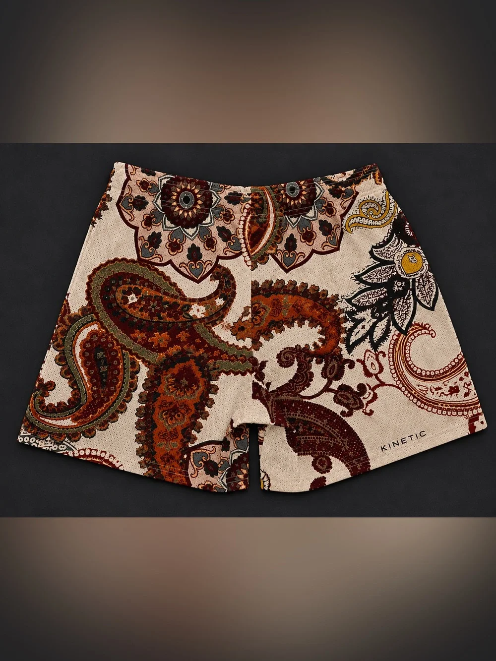 Mens Paisley Print Hybrid Shorts in Multi Brown